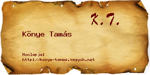 Könye Tamás névjegykártya