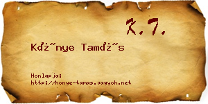Könye Tamás névjegykártya